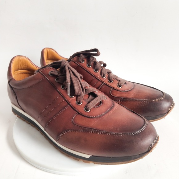 Magnanni Other - Magnanni Leather Sneakers Mens 8.5 41.5 Ibiza Brown Low Top Lace Up Luxury Shoes